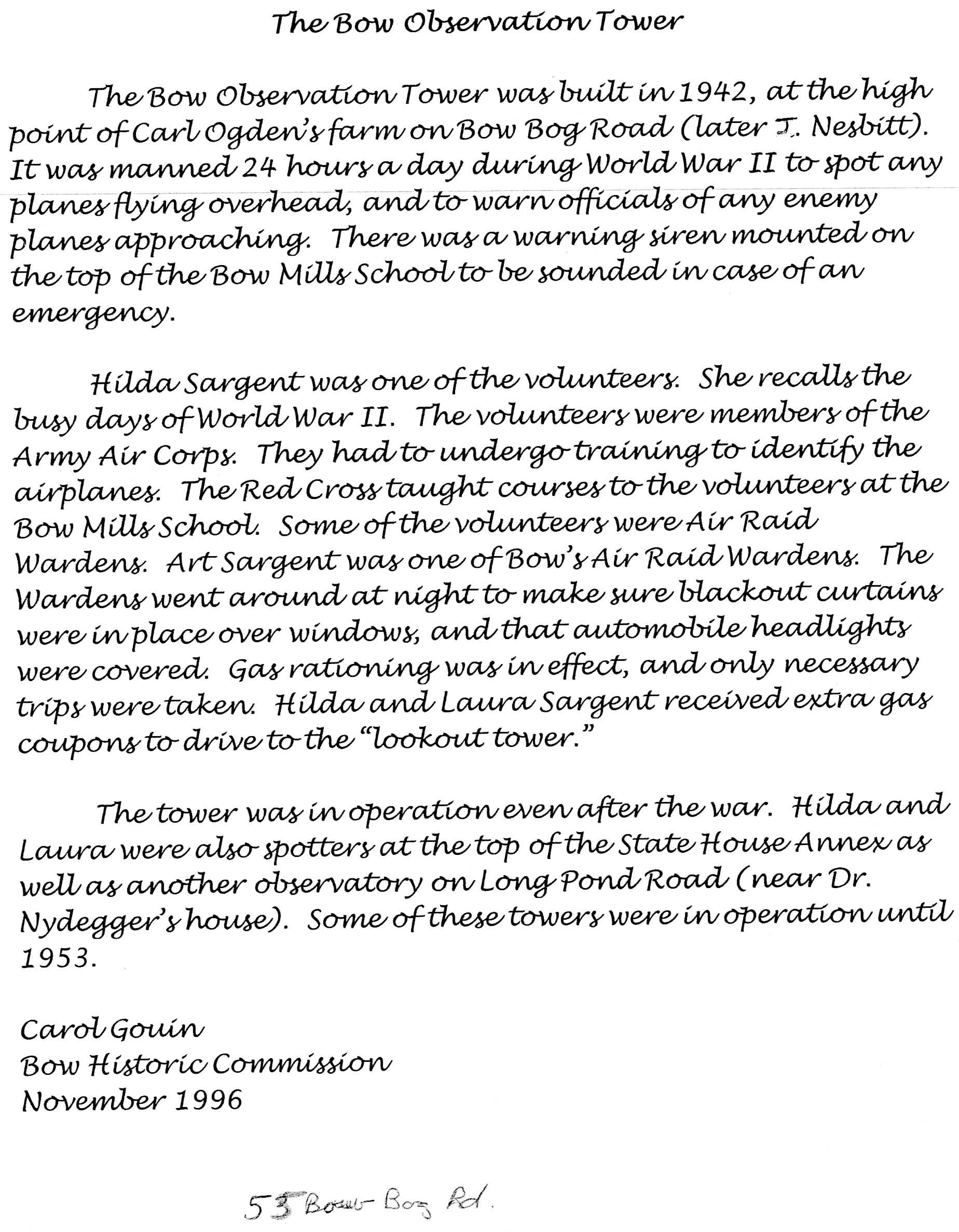 Bow  Observatrion Tower Story