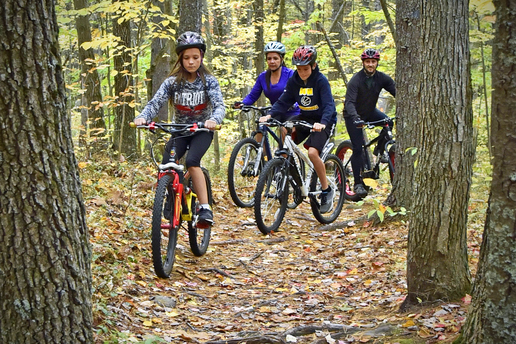 Family mountain biking on Bow trail